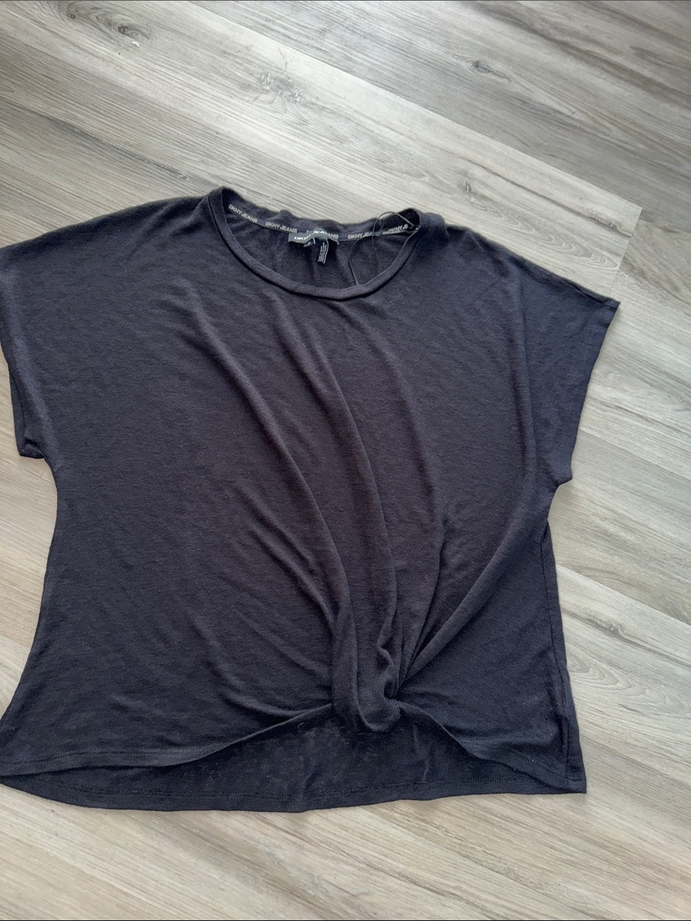DKNY Black Twist-Front Crop Top
